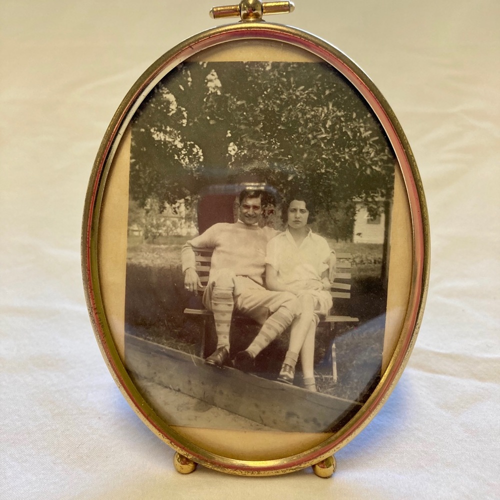 Vintage Brass Oval Picture Frame